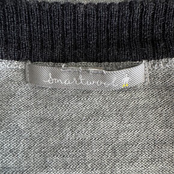 SMARTWOOL Sweater Womens M Gray Stripe V-Neck 100% Merino Wool - Picture 9 of 12